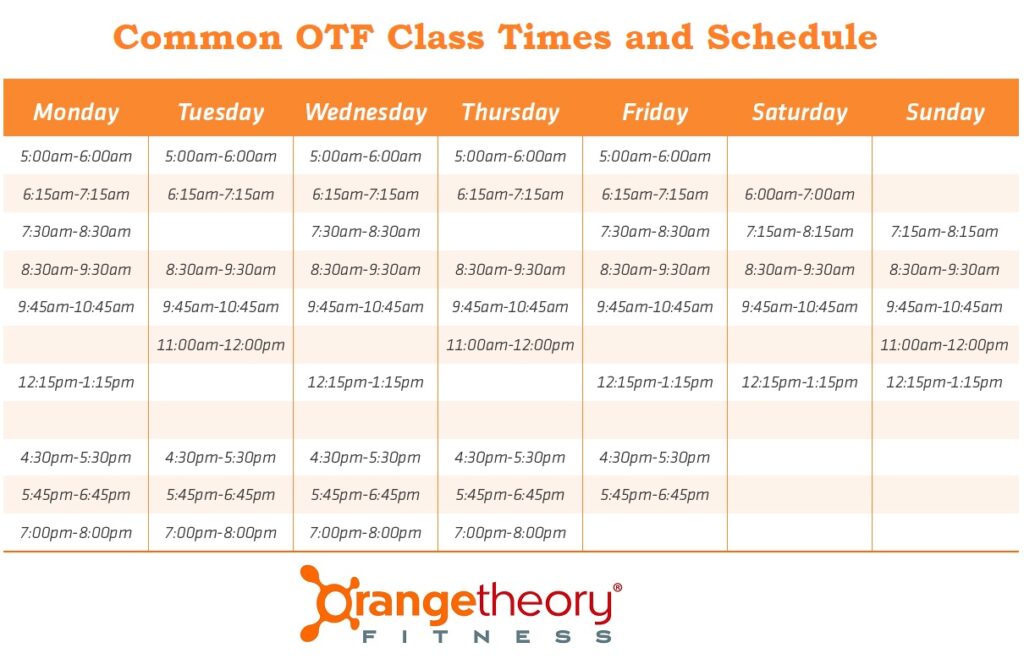 Orange Theory Class Times And Schedule